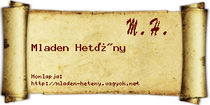 Mladen Hetény névjegykártya